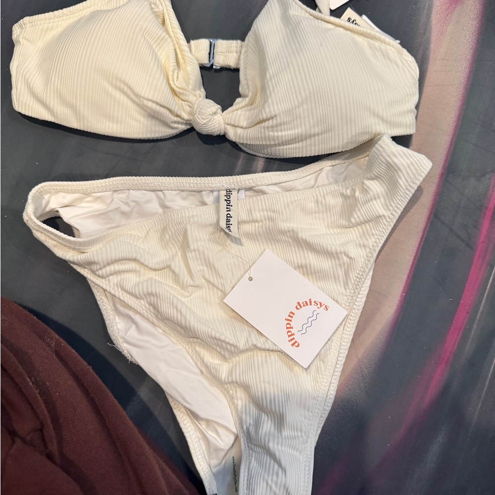 Dippin' Daisy's Cream Ribbed Bikini Top